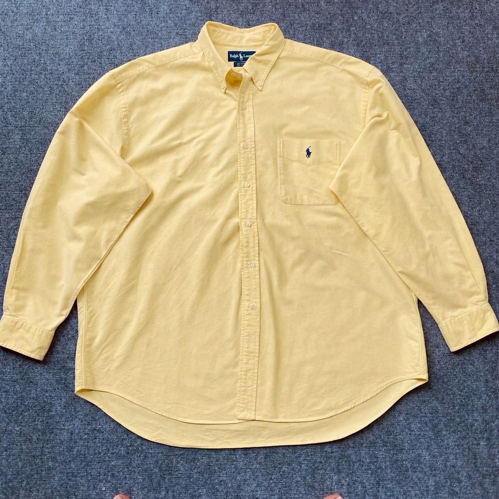 Ralph Lauren The Big Shirt Men's XL Yellow Button Down Flannel Preppy Classic